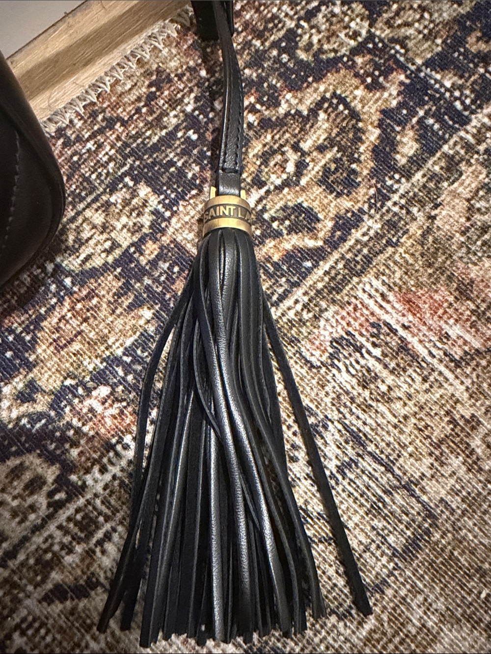 Saint Laurent Black Quilted Leather Camera Bag with Gold YSL Logo and Tassel - Picture 3 of 9